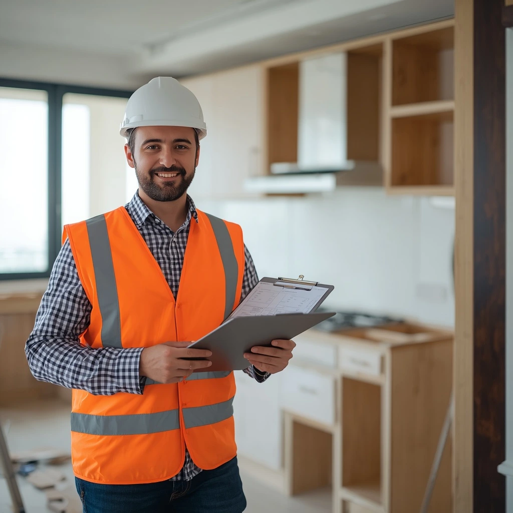 Carpentry project manager reviewing installation timeline in Dubai apartment fit-out