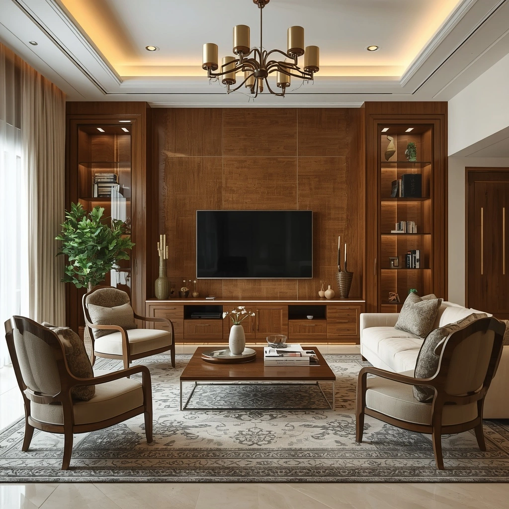 High quality custom carpentry installed in a Dubai villa living room