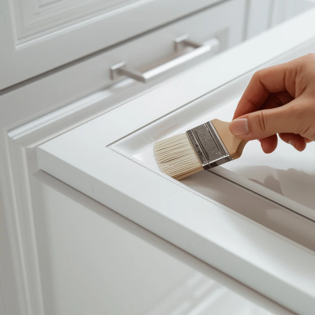 White painted wood cabinet doors being finished for Dubai residential project