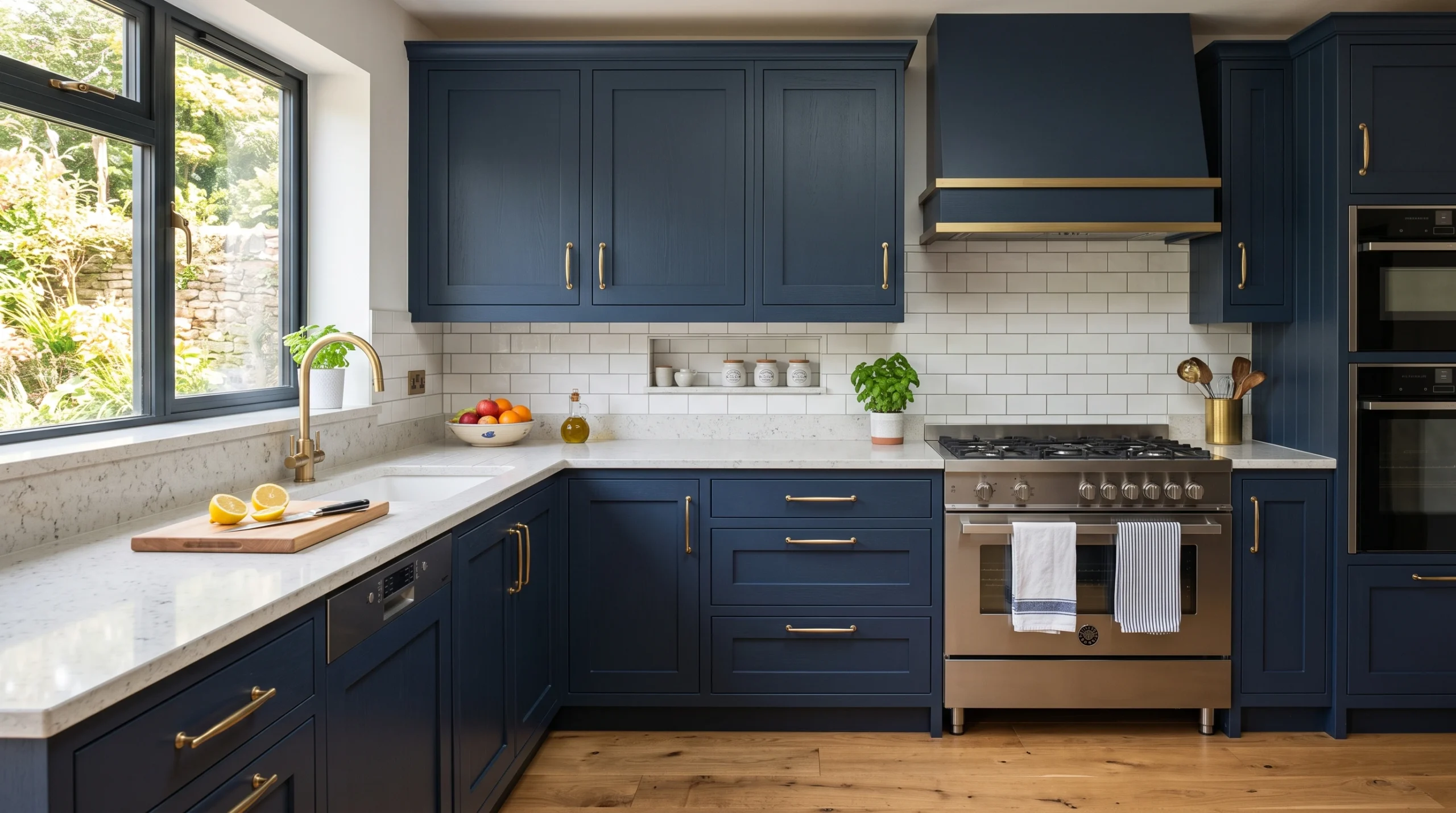 Professional inspecting plumbing beneath a kitchen sink to prevent water damage to wooden cabinets.