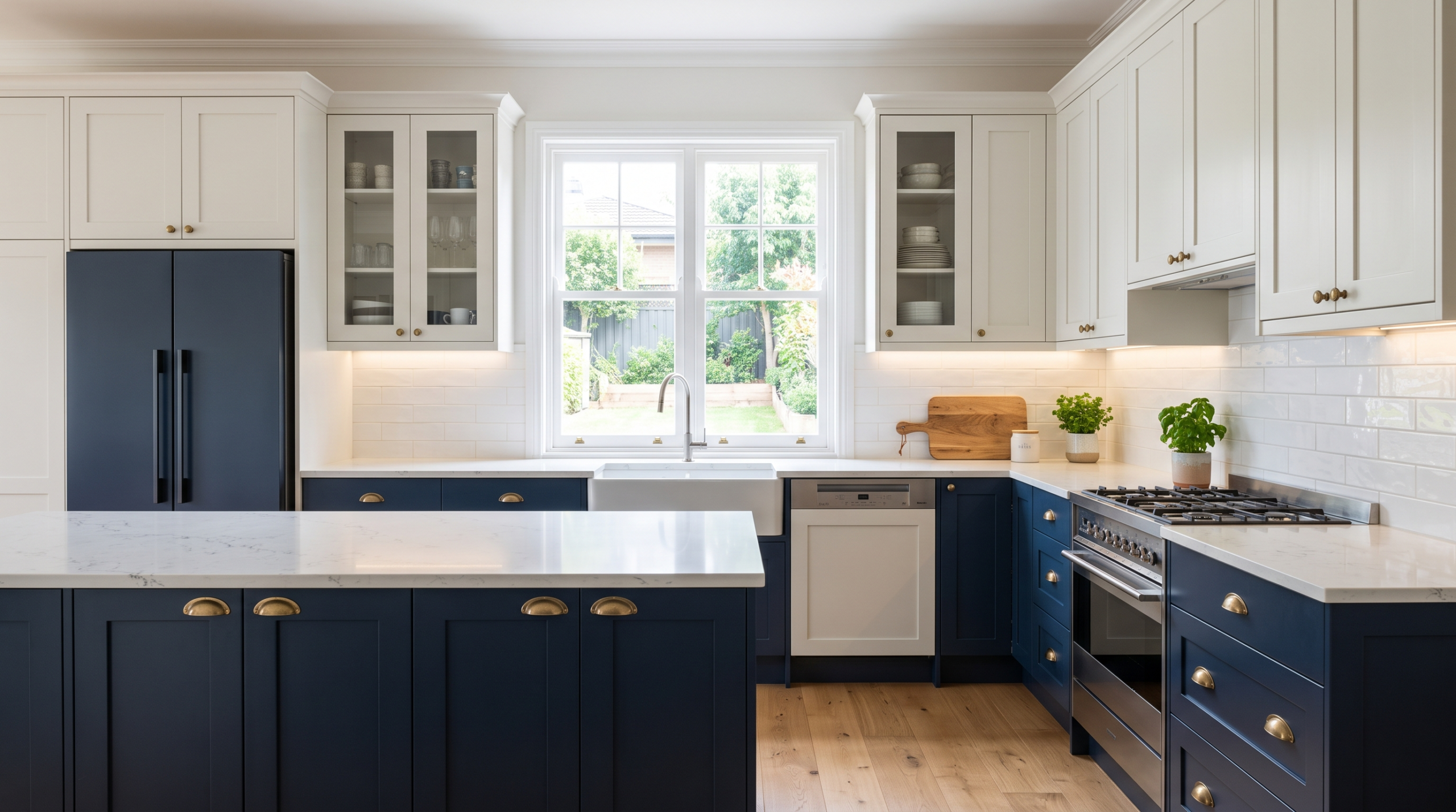 Custom kitchen cabinets installed by professional carpenters in a modern Dubai home, showcasing quality craftsmanship and efficient layout planning.
