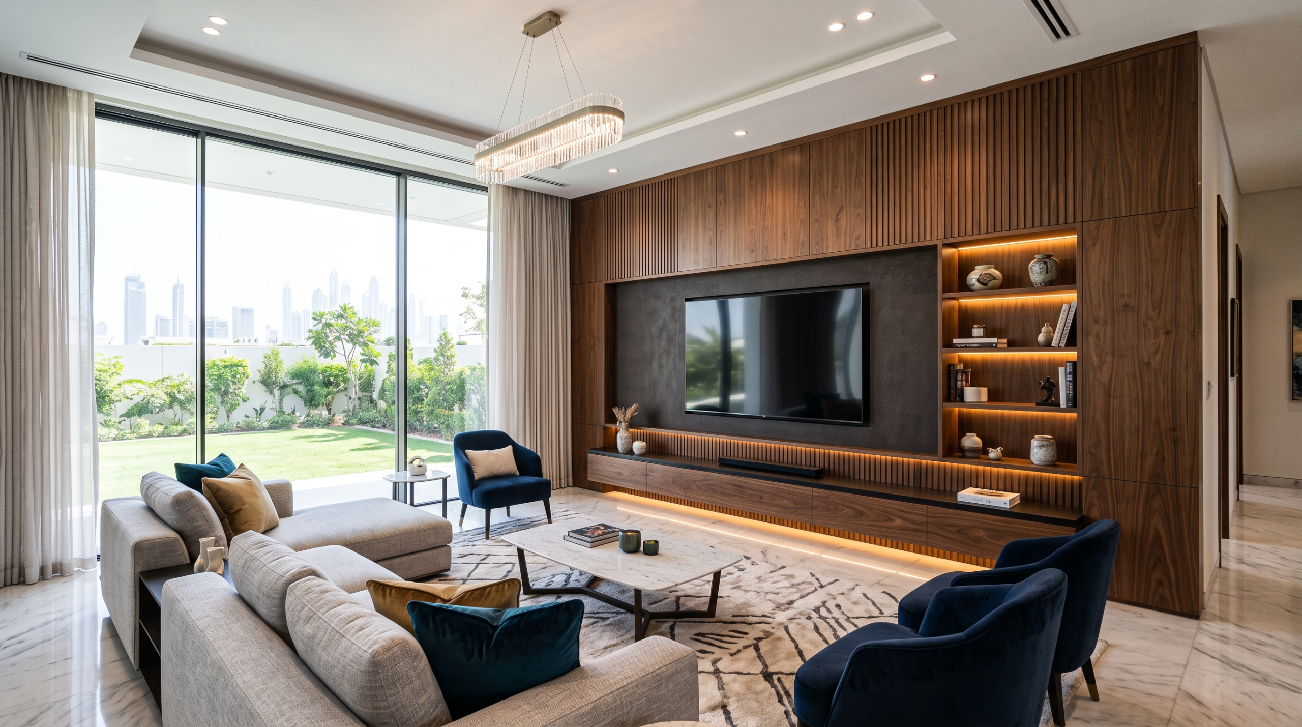 Custom living room carpentry Dubai by Karnak Carpentry