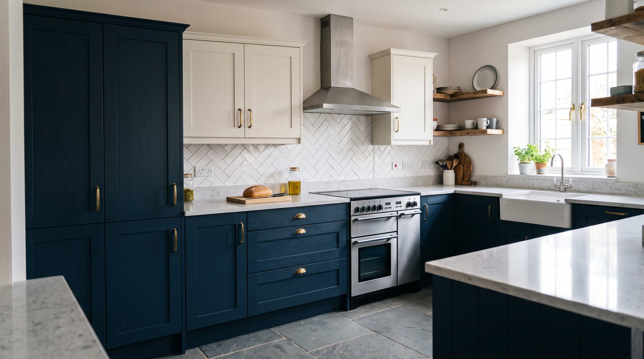 Luxury custom kitchen with moisture-resistant cabinetry designed for Dubai homes featuring premium finishes and smart storage solutions