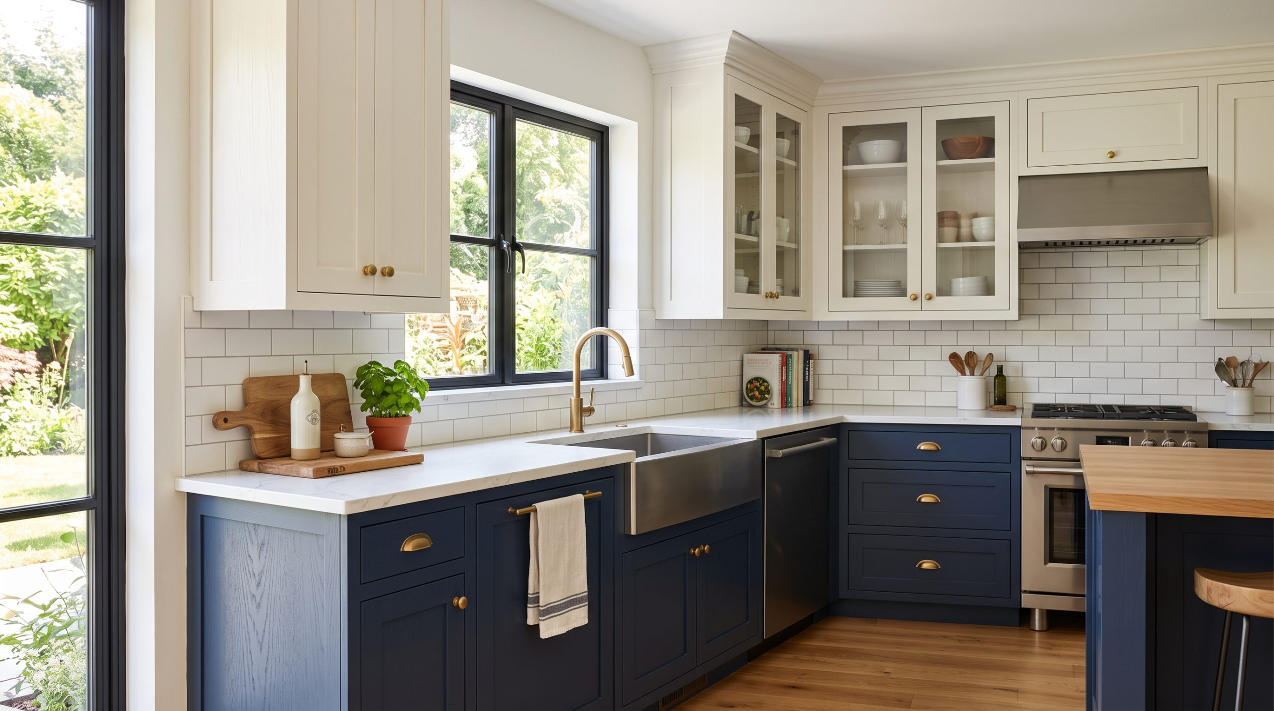 Skilled carpenter accurately installing custom kitchen cabinets with precision measurements in a luxury Dubai villa kitchen.