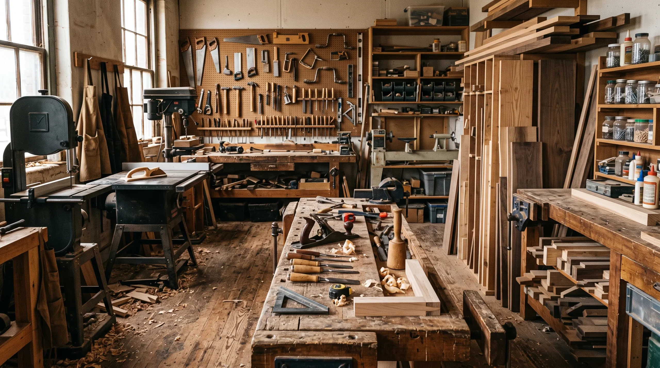 Custom-made cabinets being crafted inside a carpentry workshop in Dubai