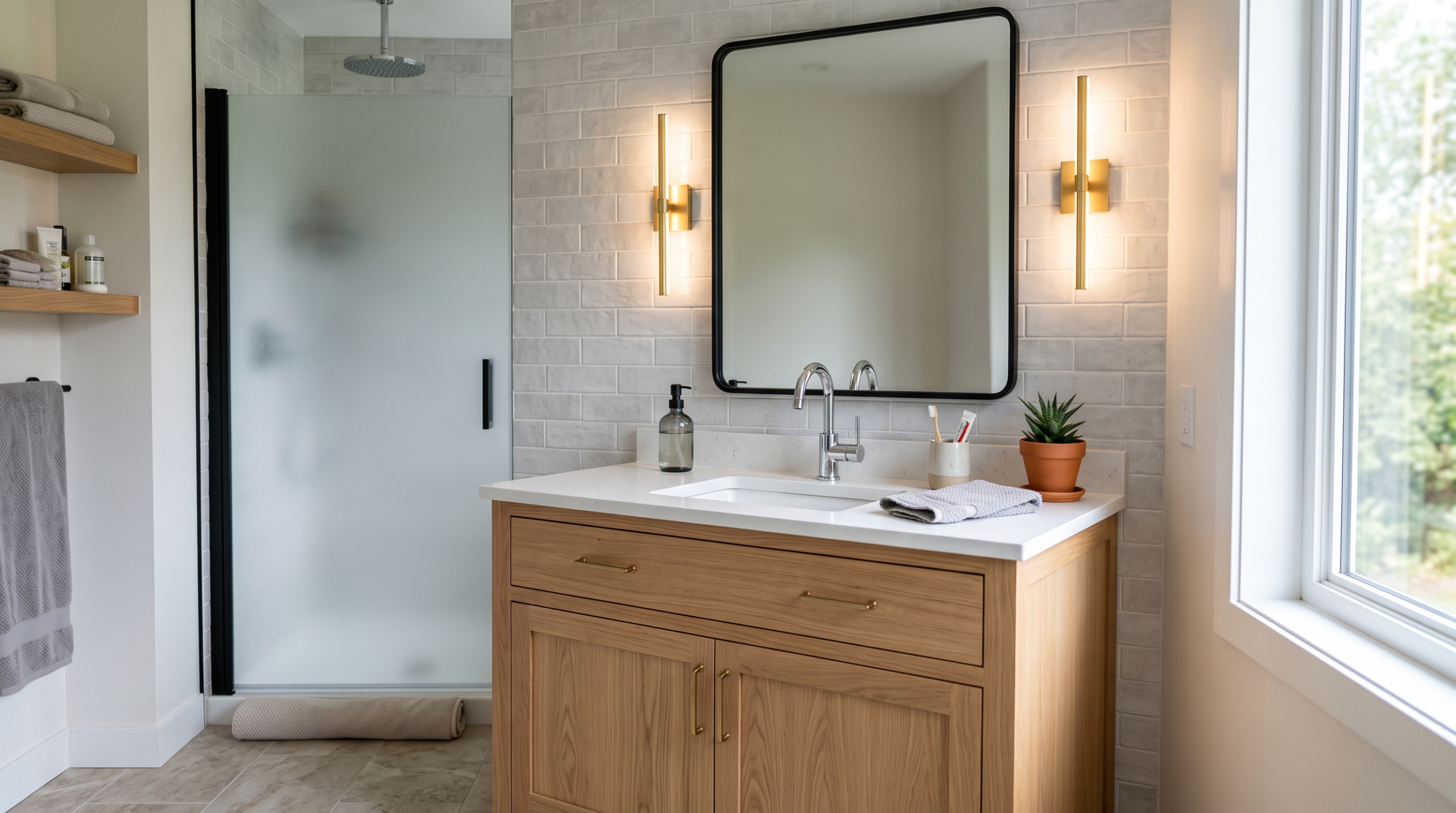 Custom bathroom vanity Dubai installed in a luxury villa with premium custom carpentry, waterproof cabinetry, and seamless interior design integration.