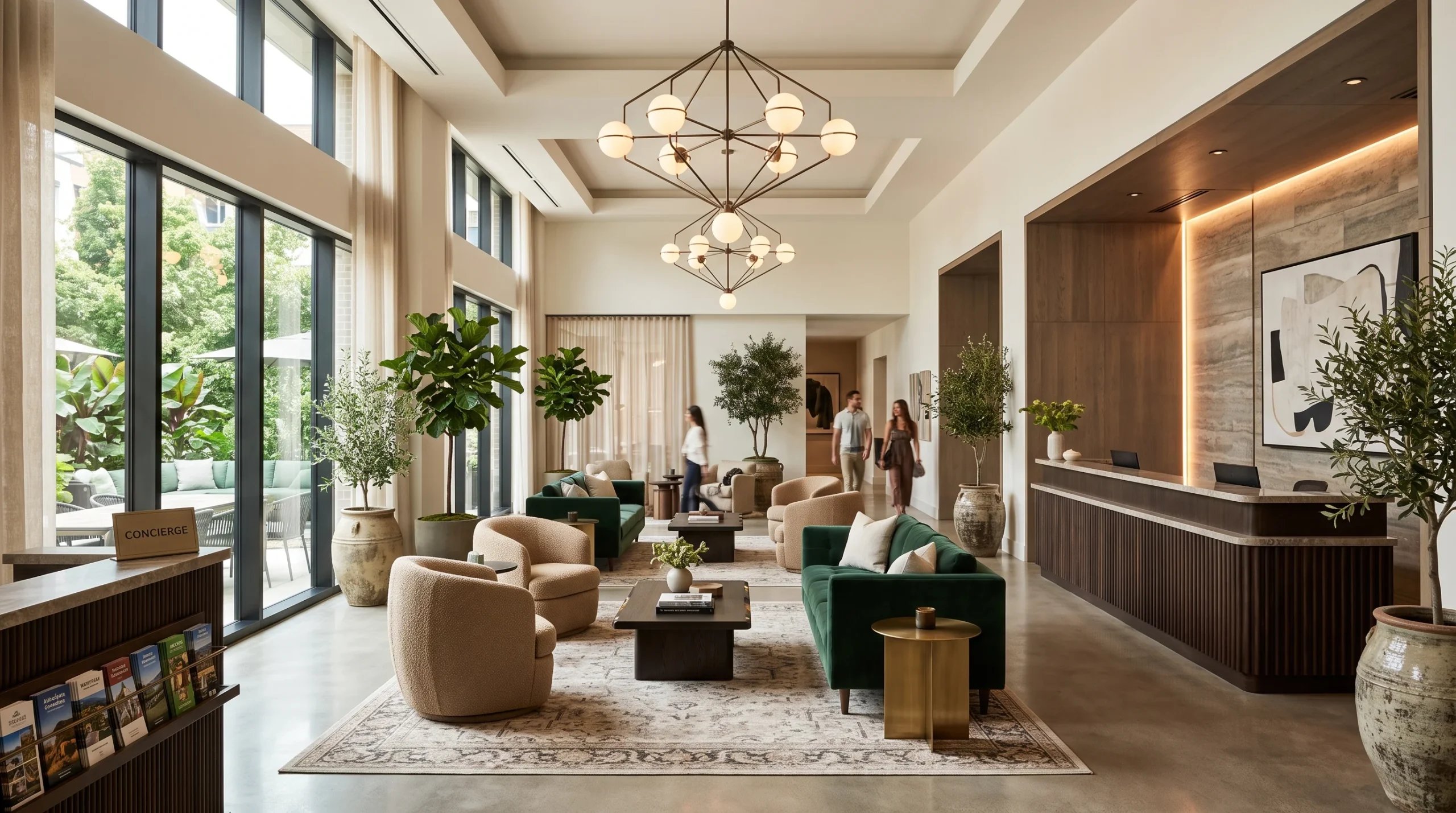 Custom reception desk and wall panelling for a Dubai hotel interior