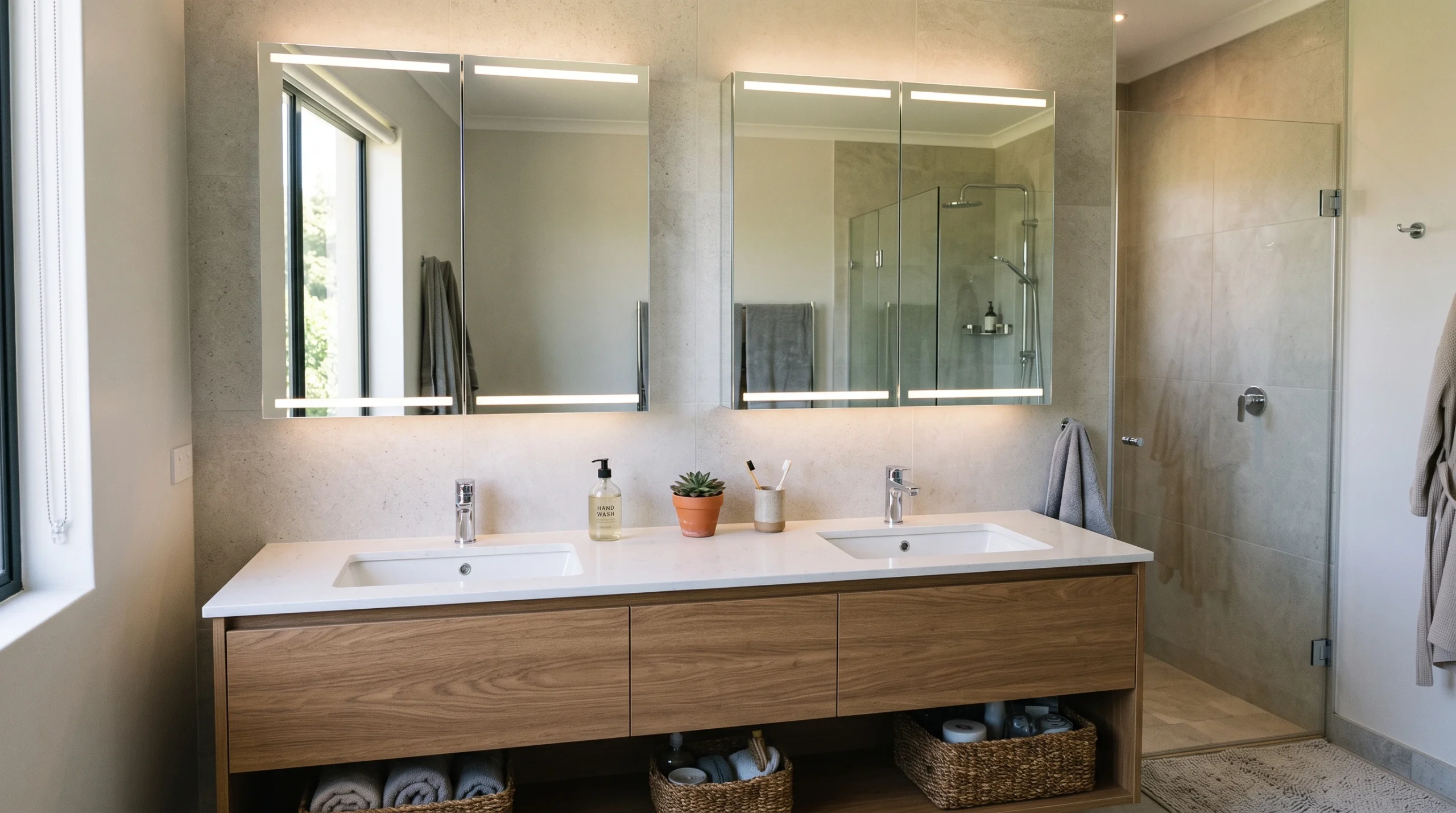Custom mirror cabinet Dubai installed in a modern bathroom