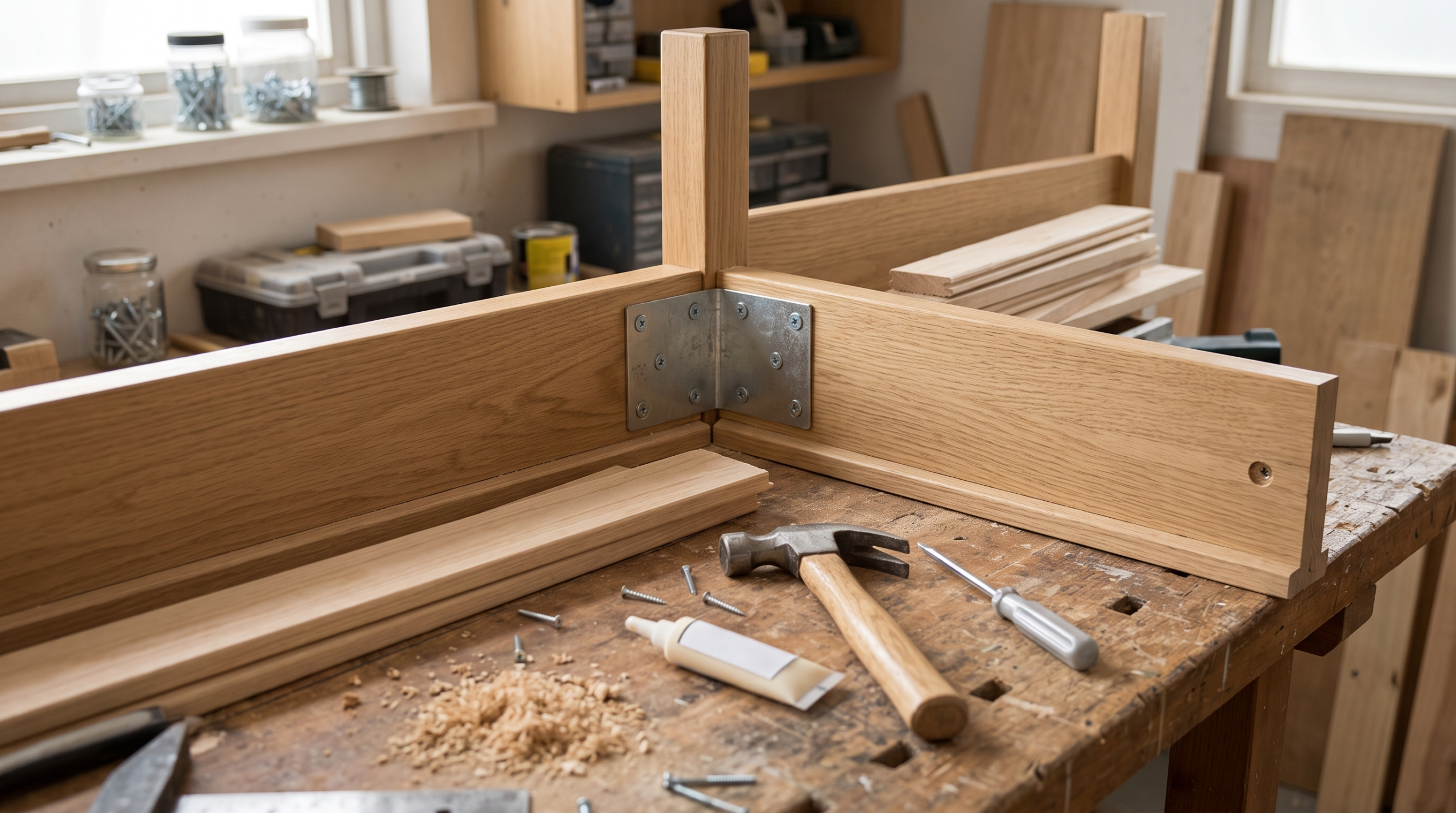 Carpenter repairing a damaged wooden bed frame in Dubai