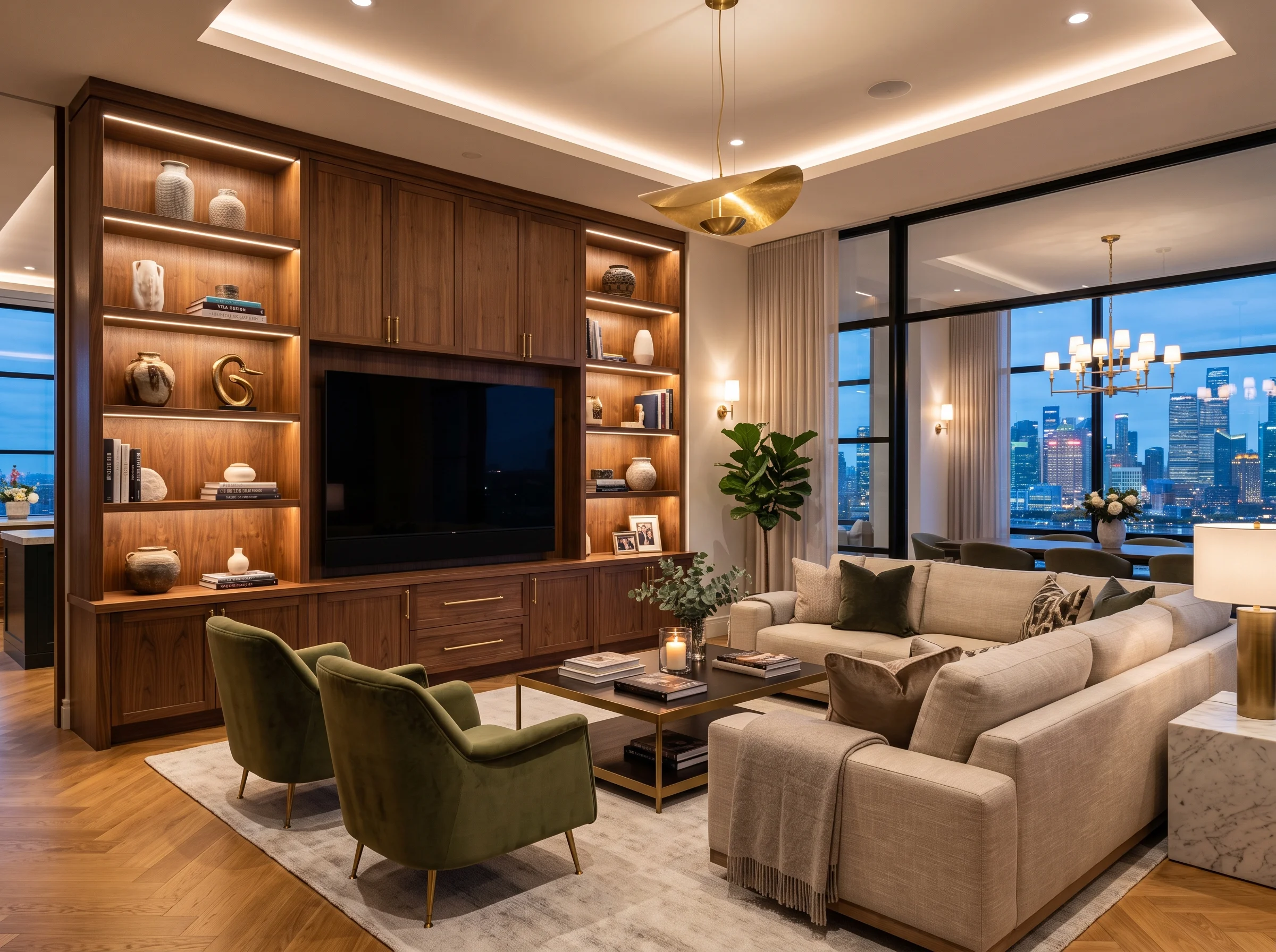 Custom villa living room joinery in Dubai