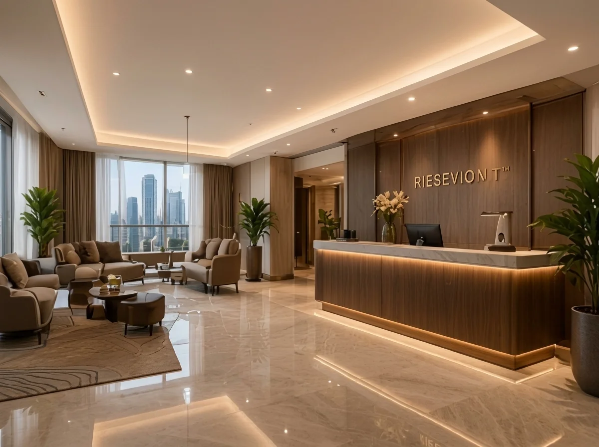 Custom hotel reception carpentry and joinery in Dubai