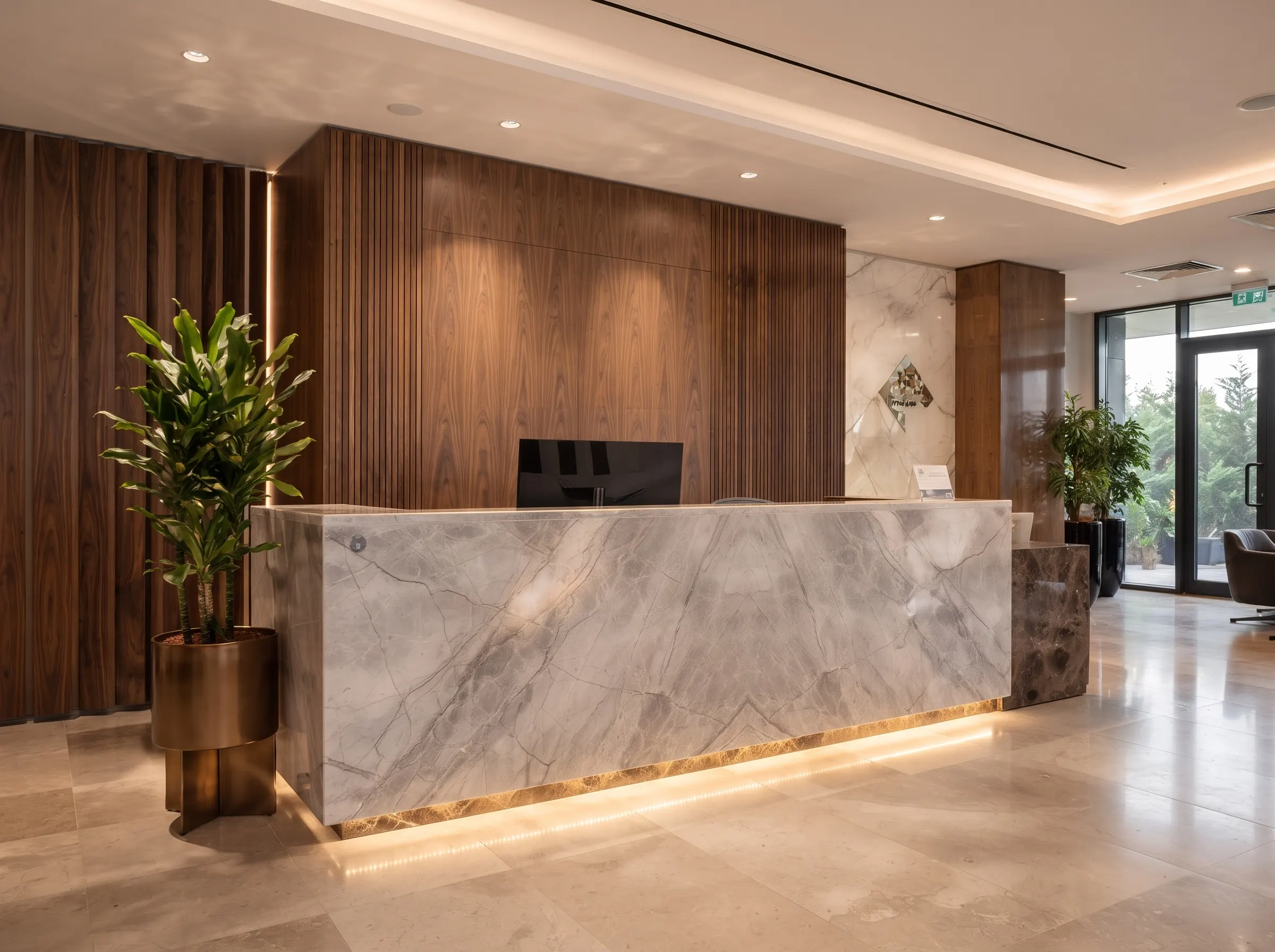 Bespoke reception counter in a modern Dubai office